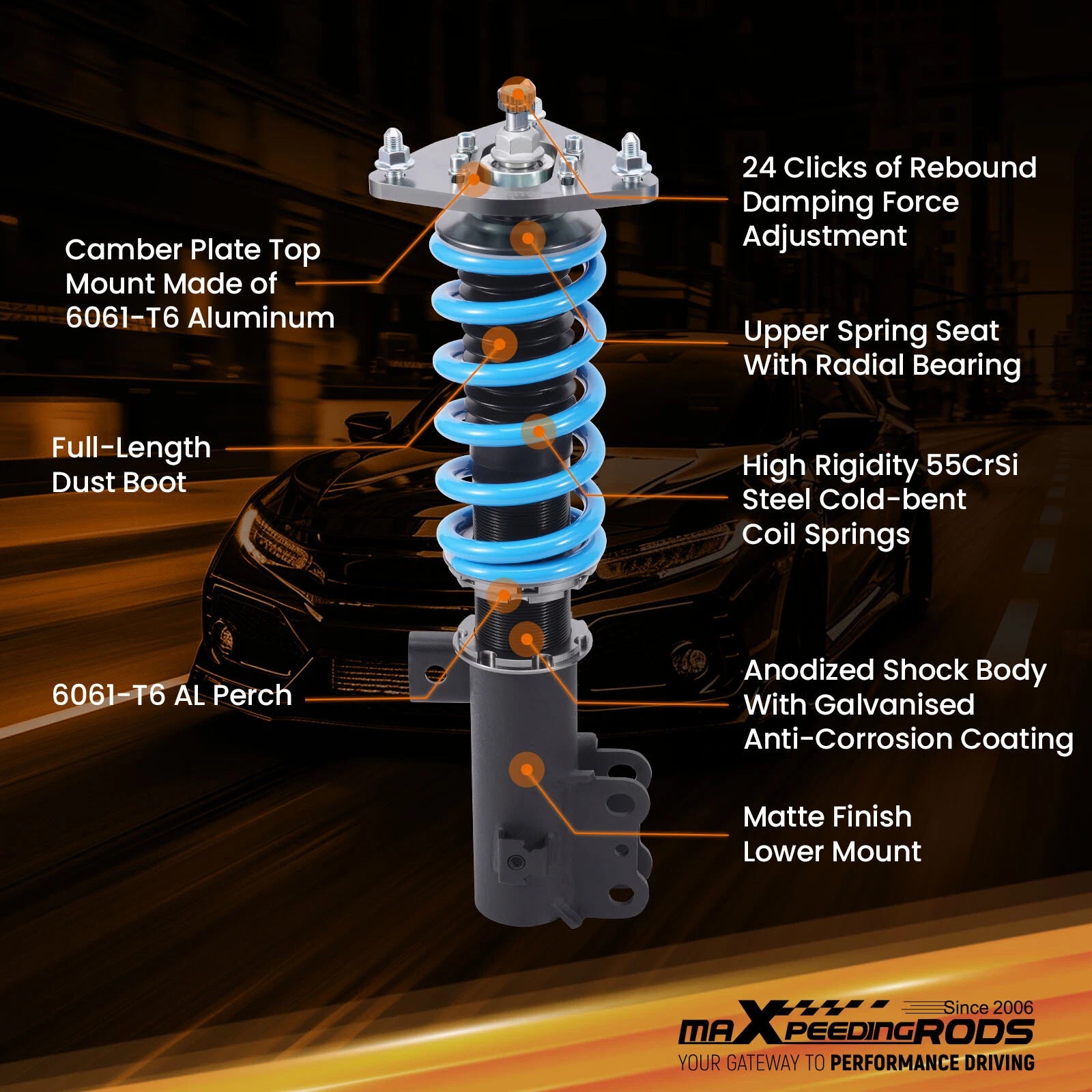 24 Way Adjustable Coilovers Suspension Kit for Hyundai Genesis Coupe (2010-2016)