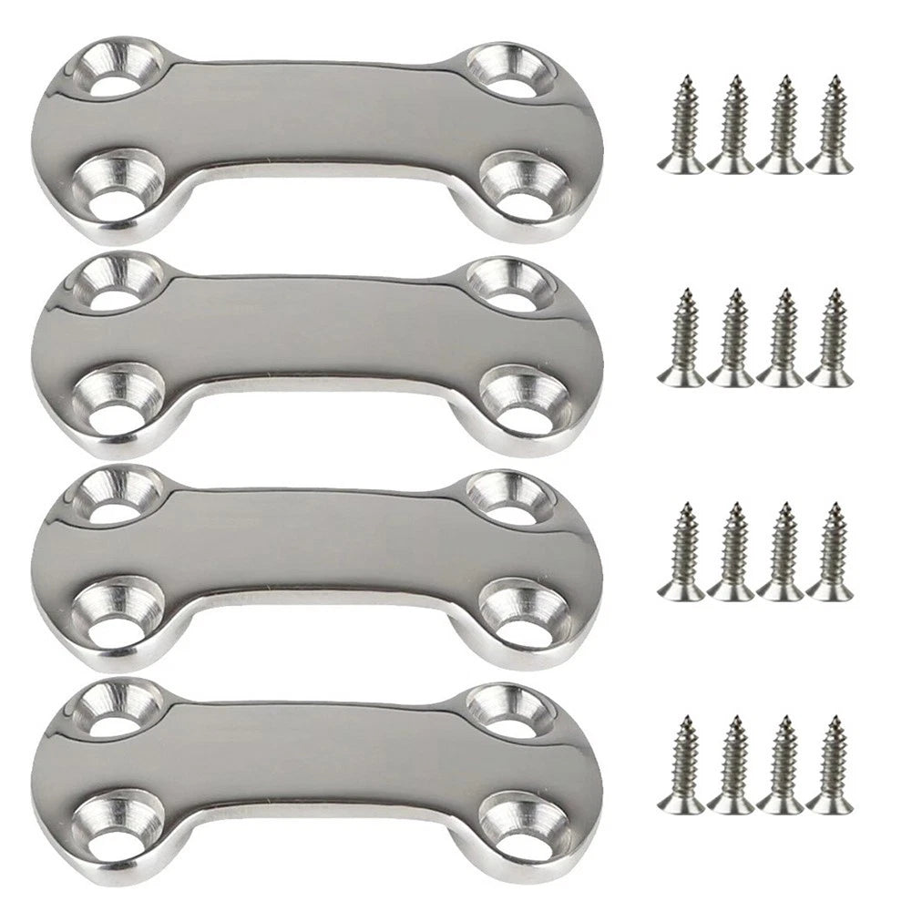 Set of 4 Stainless Steel Pad Eye Plates for Boat and RV Cargo