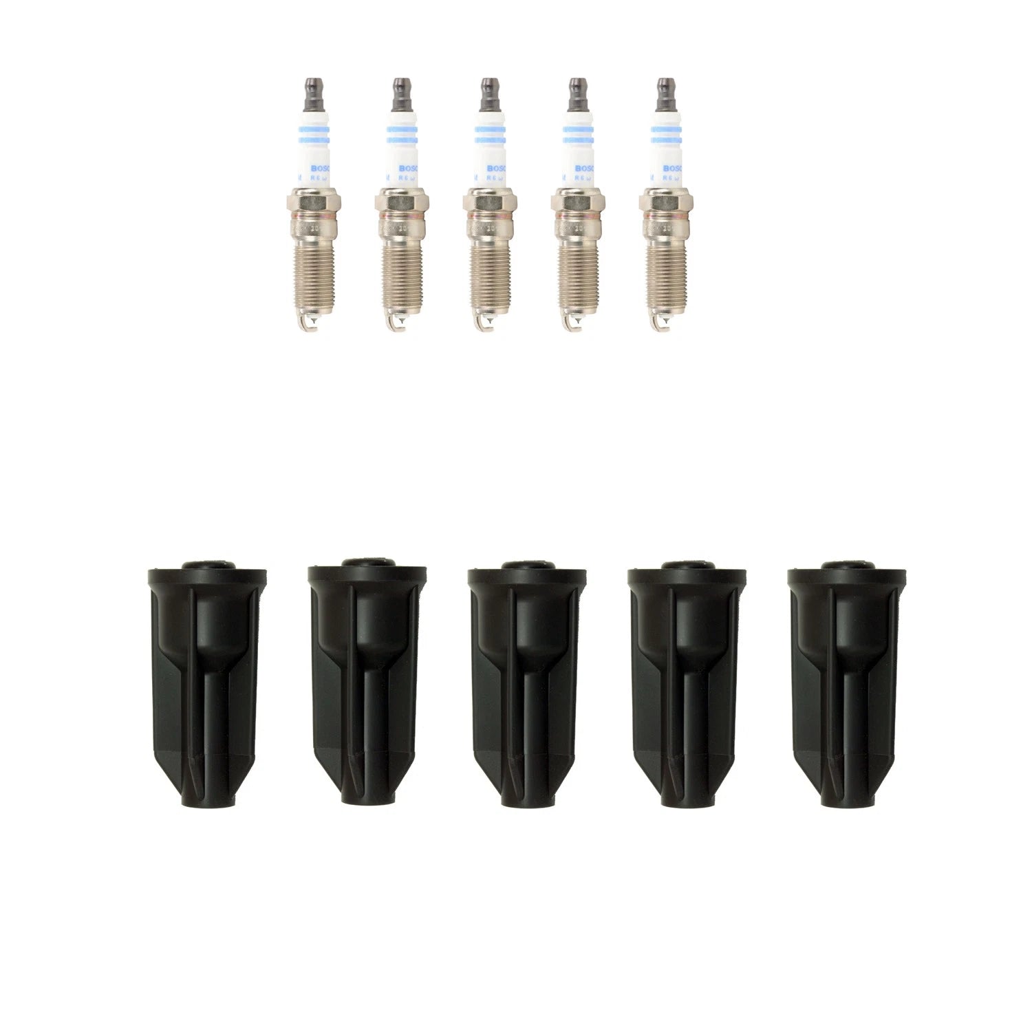 Set of 5 Double Platinum Spark Plugs & NGK Coil Boots for Canyon Colorado H3