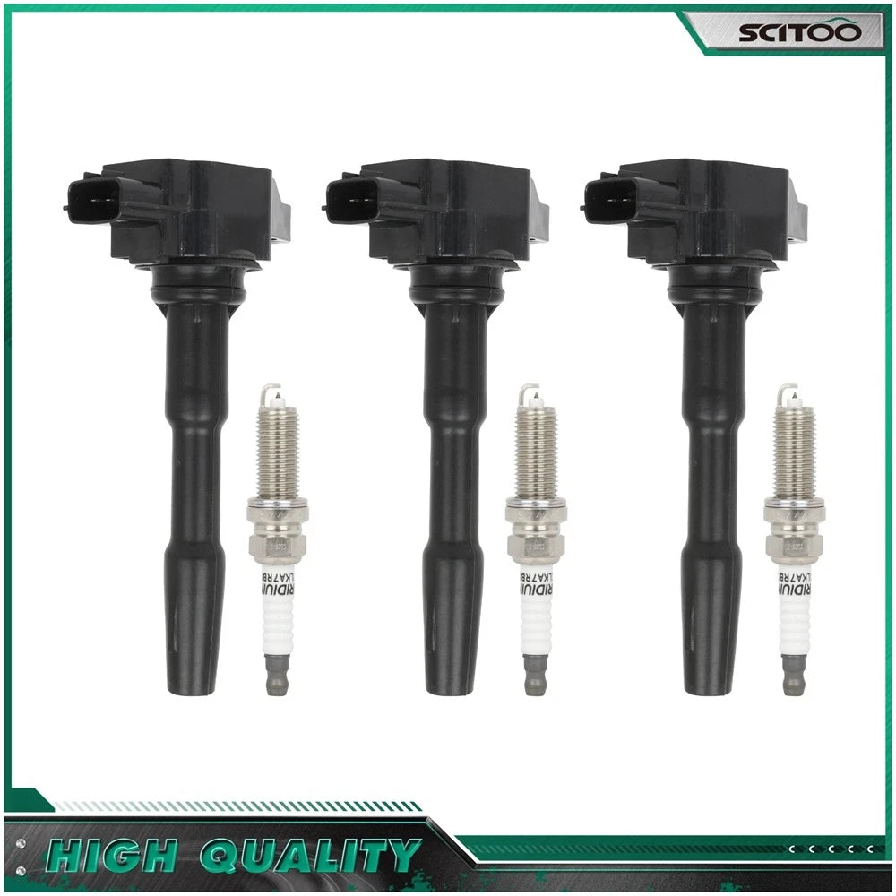 Set of 3 Ignition Coils & 3 Spark Plugs for Smart Fortwo 0.9L (2016–2017)