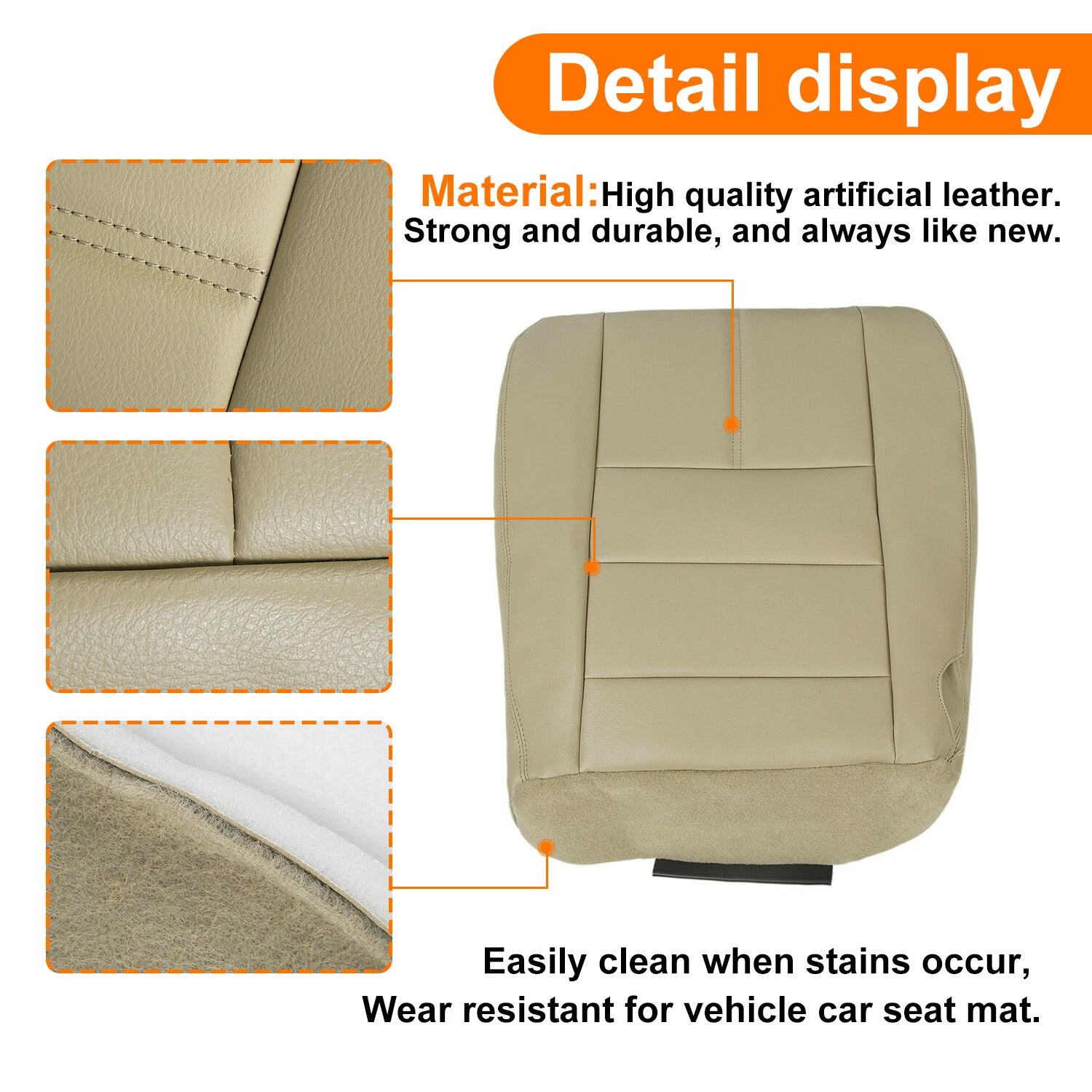 Driver Bottom Seat Cover for Ford F250 F350 F450 F550 Lariat (2008–2010) Tan