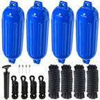 Set of 4 Boat Fenders for (6.5" x 23", Blue)