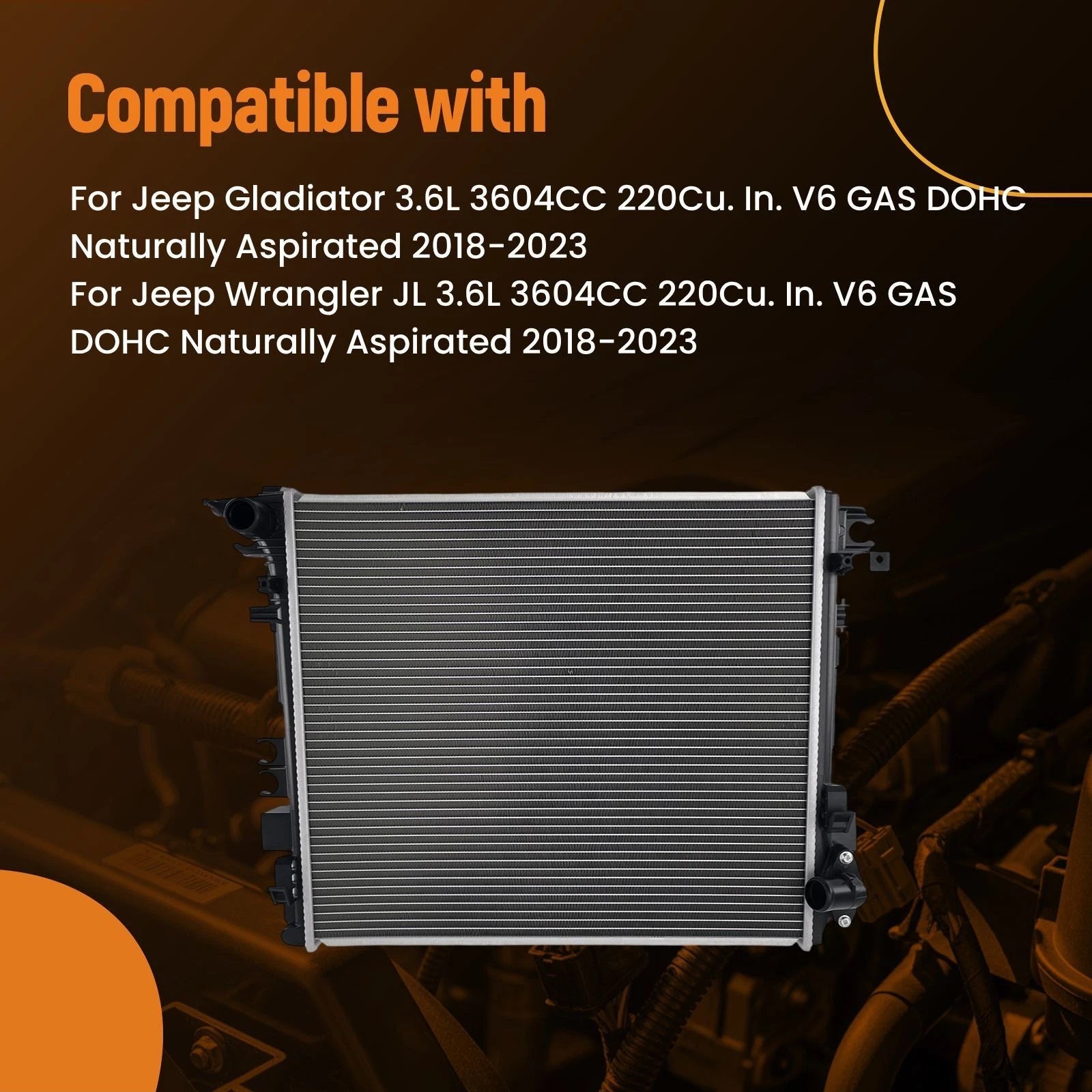 Aluminum Radiator for Jeep Wrangler JL 3.6L V6 (2018–2023) CU13754