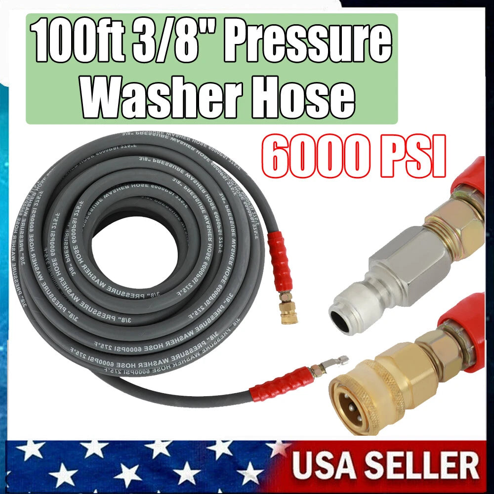 Hot Water Pressure Washer Hose 3/8" x 100ft 6000 psi Non-Marking
