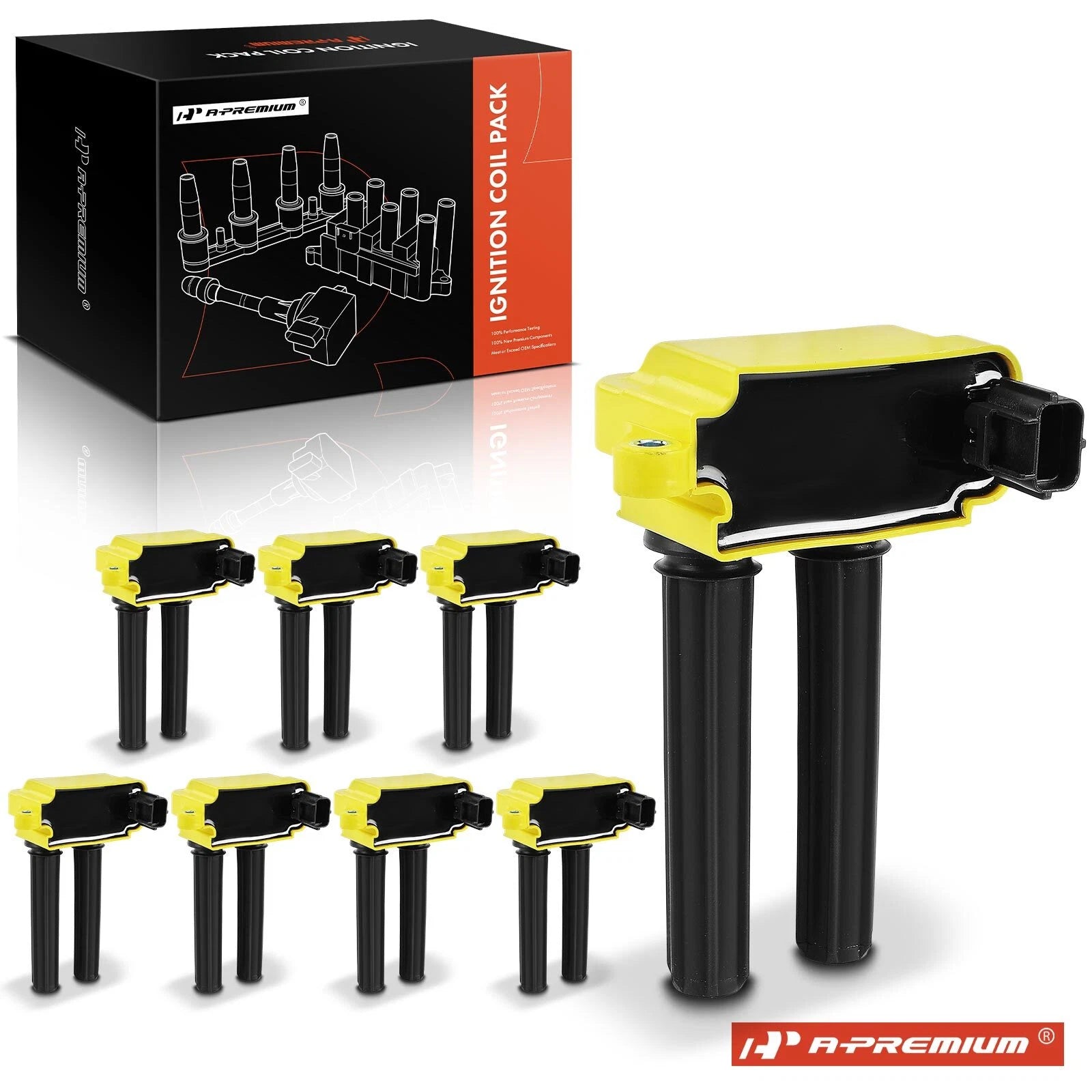 8x Yellow Ignition Coil for Jeep Grand Cherokee (2006–2024)