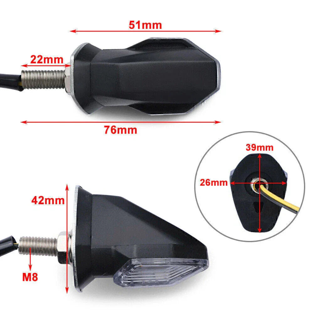 LED Turn Signal Lights for Motorcycle Universal Amber Indicator Lamp