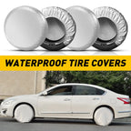 Set of 4 Silver Waterproof Tire Covers for RV Trailer Camper