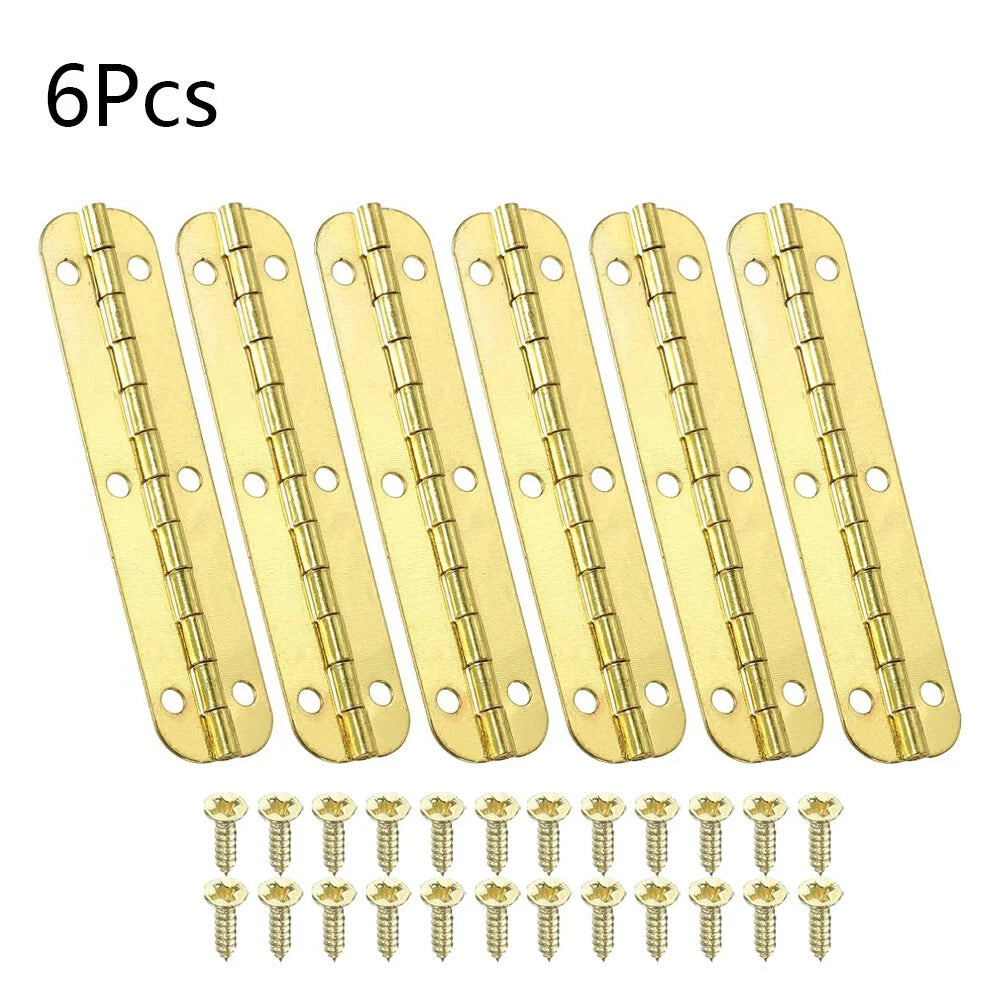 6Pcs Gold Hinges for Wooden Box Toolbox Wine Chest (65mm x 15mm)