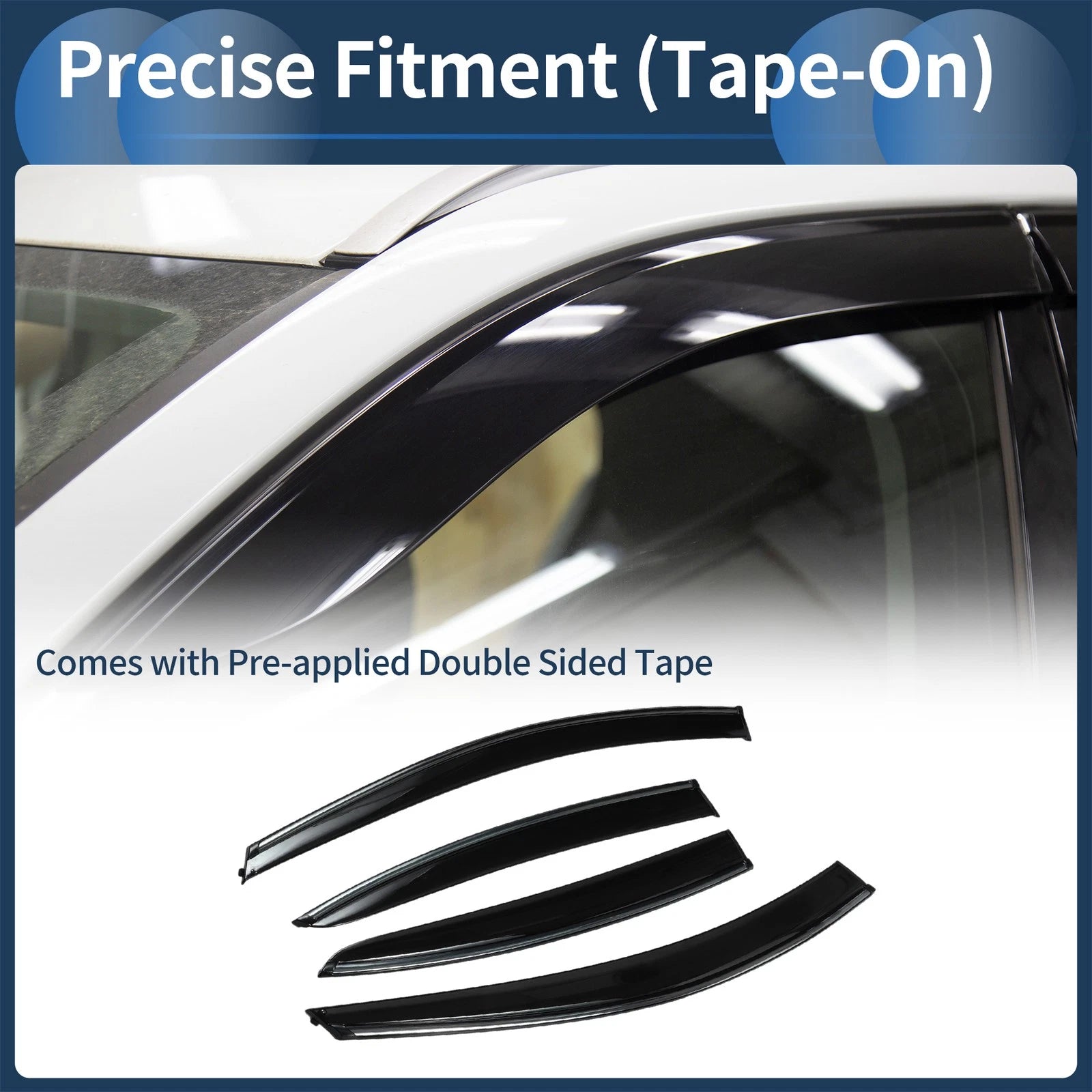 Set of 4 Window Deflectors for Chevrolet Cruze (2011) - Black Vent Visors