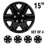 Set of 4 Black Wheel Hub Caps for R15 Tire 4 Lug Wheel