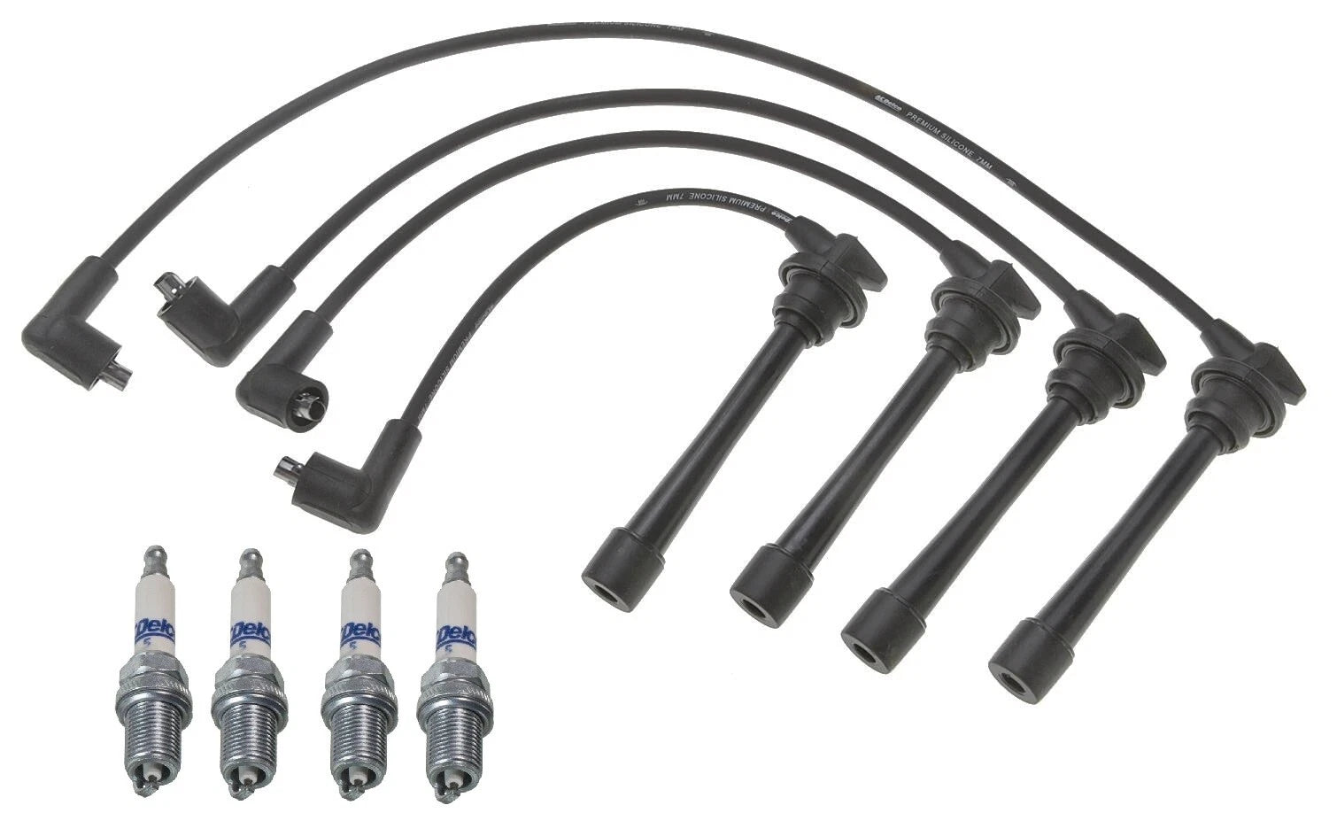 Ignition Wire Set & 4 ACDelco Spark Plugs for Hyundai Kia L4