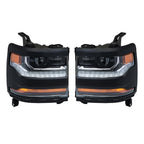 Set of 2 Headlight Assemblies for Chevy Silverado 1500 (2016–2018) HID LED DRL