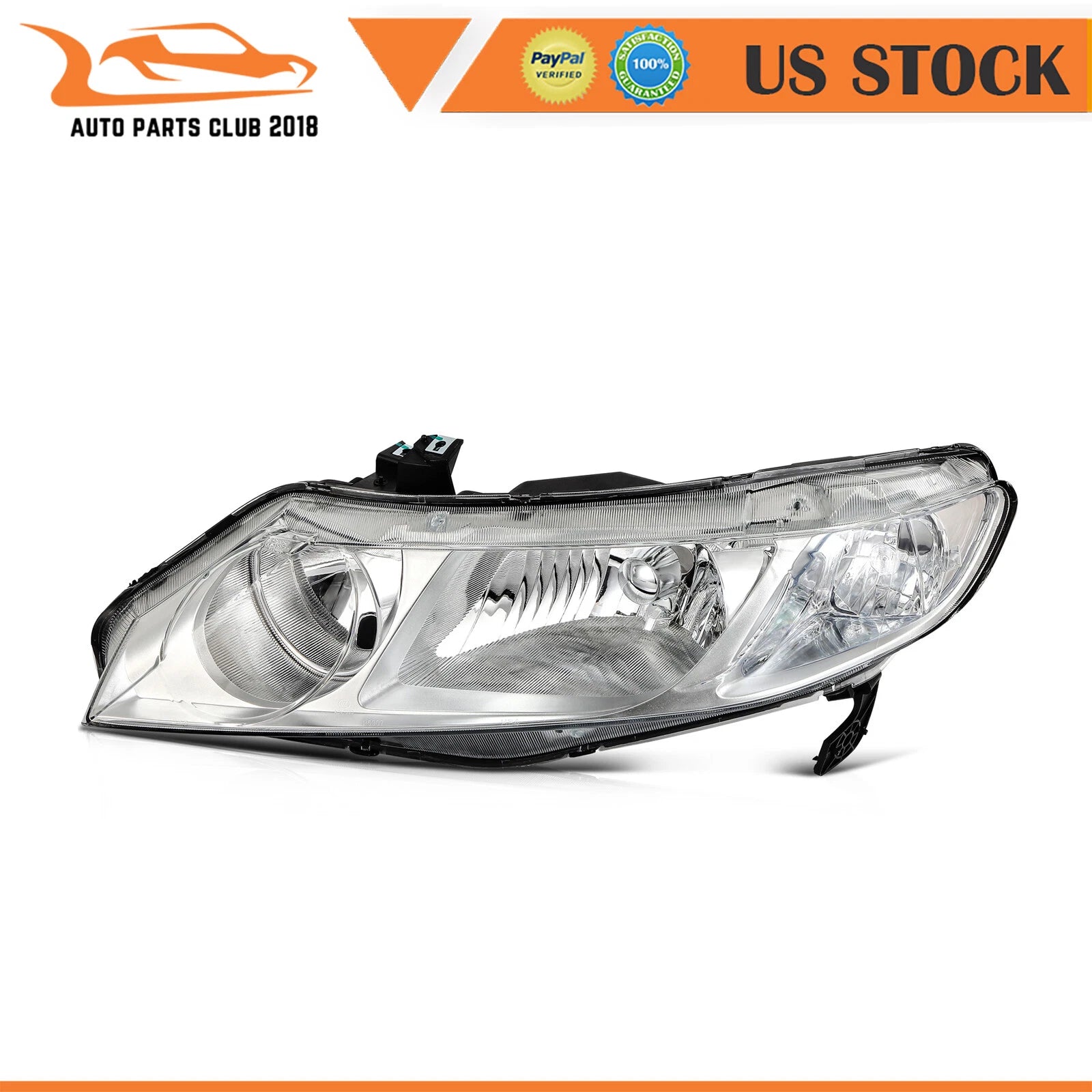Set of 2 Chrome Housing Headlights for Honda Civic Sedan (2006–2011)