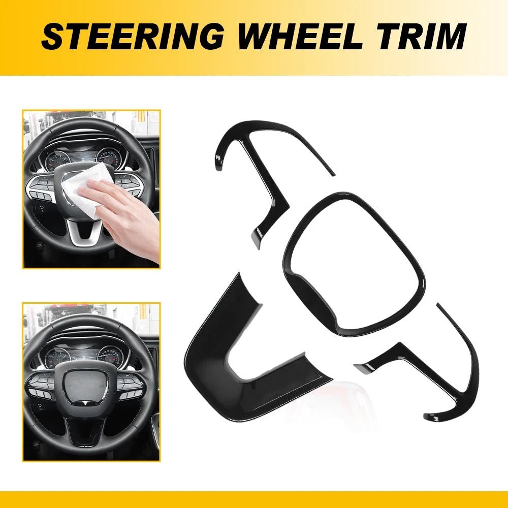 Black Inner Steering Wheel Moulding Cover Trim for Dodge Challenger (2015–2023)