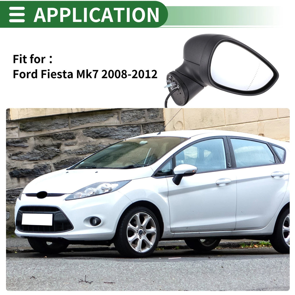 Right Side Door Mirror for Ford Fiesta Mk7 (2013–2019) Electric Adjust Black