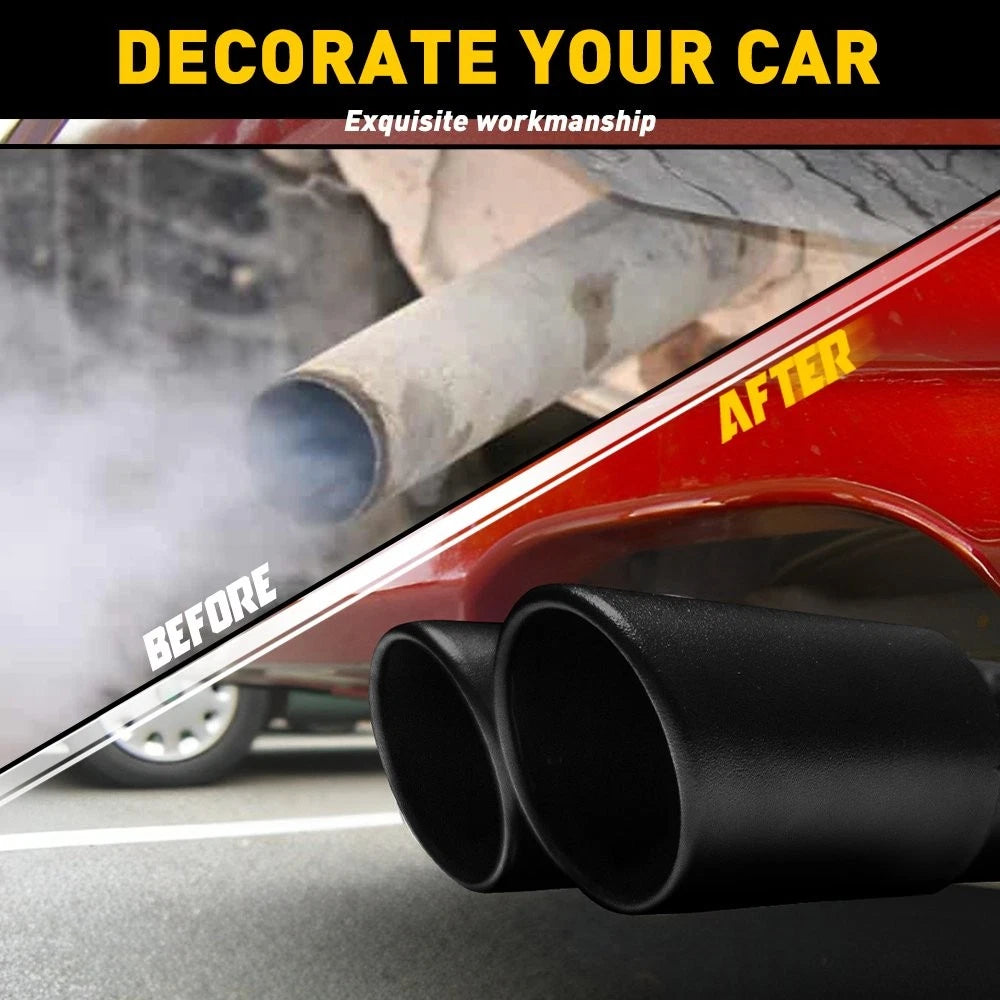 Dual Exhaust Pipe Muffler Tail Tip for Car (Replace Kit, Black)