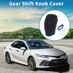 1pc Gear Shift Knob Cover for Toyota Camry (2018–2024) Black Blue Faux Leather