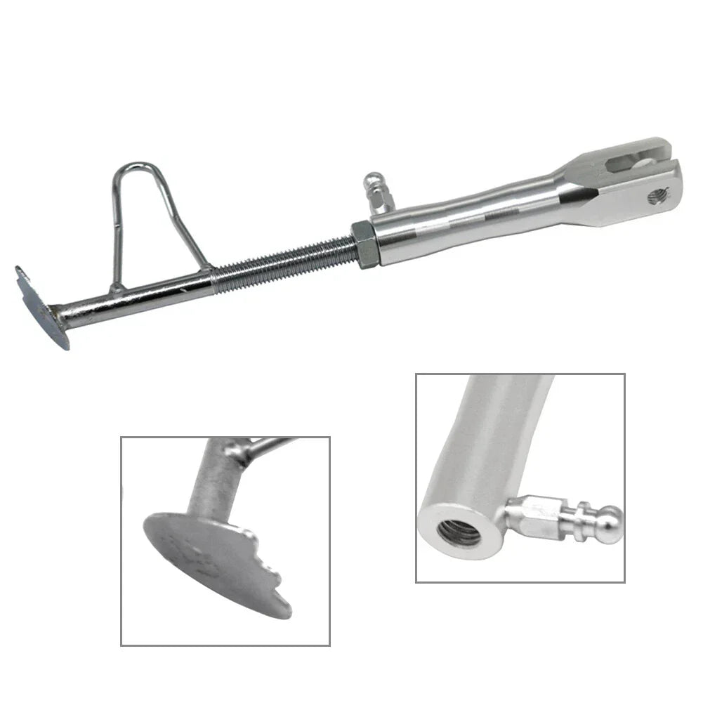 Adjustable Non-Slip Motorcycle Foot Side Stand Support Leg Kickstand Silver