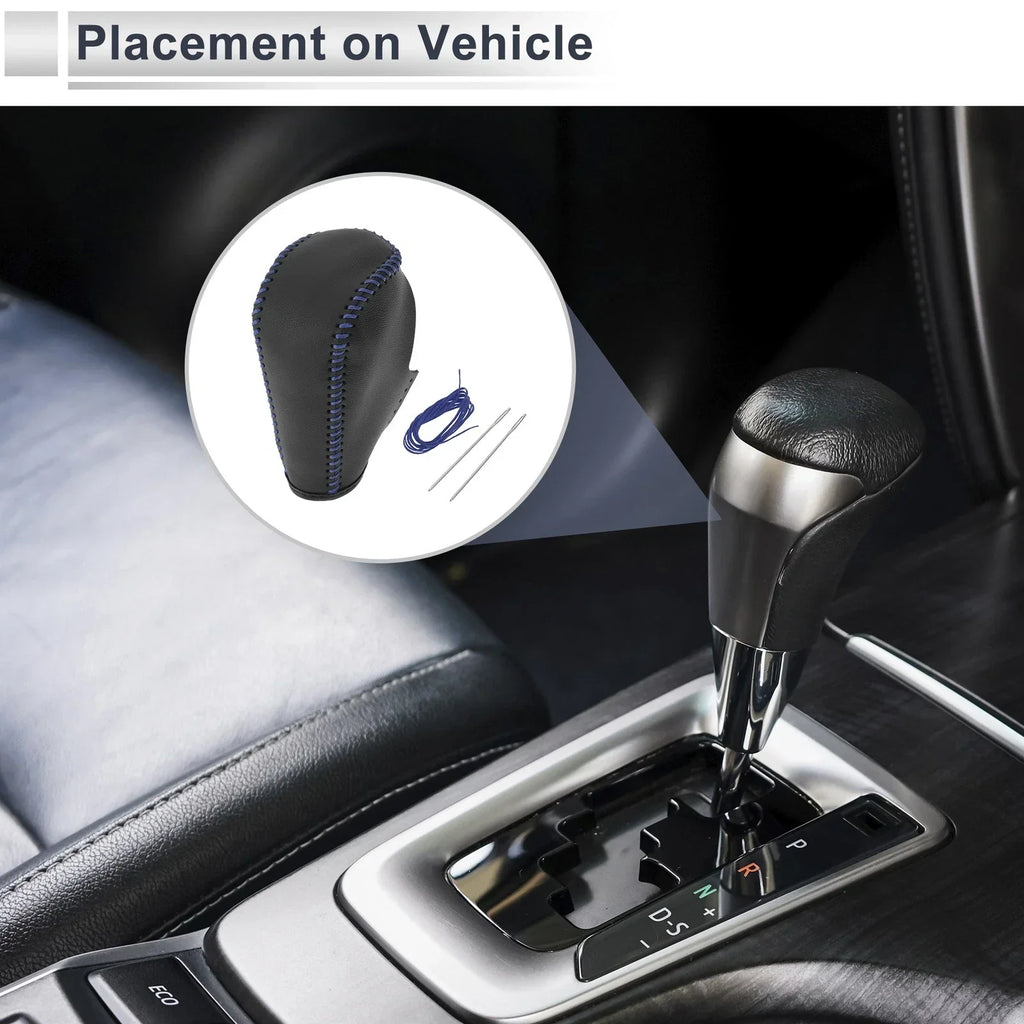 Gear Shift Knob Cover for BMW 3 Series Black Blue Faux Leather (2004 - 2012)