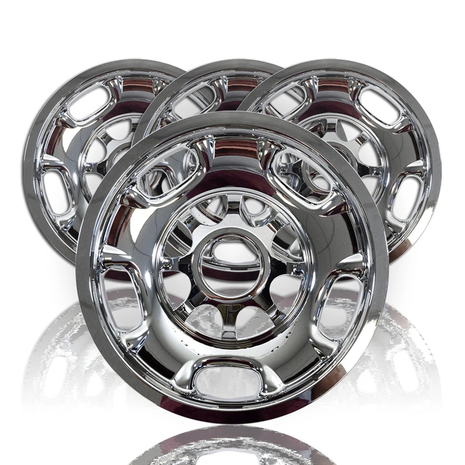 4 17" 8 Lug Chrome Wheel Skins Covers hubcaps for Chevy Silverado 2500 3500 HD | Rear | 1 Month Manufacturer Warranty | 17 in