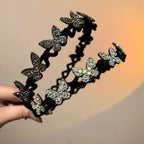 Flocking Rhinestone Headband with Butterfly Design for Women