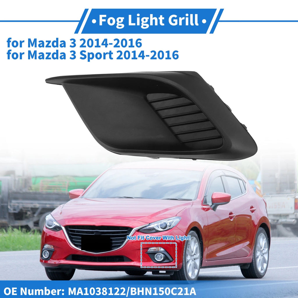 Front Left Fog Light Grill No.MA1038122 for Mazda 3 (2014–2016) Black ABS