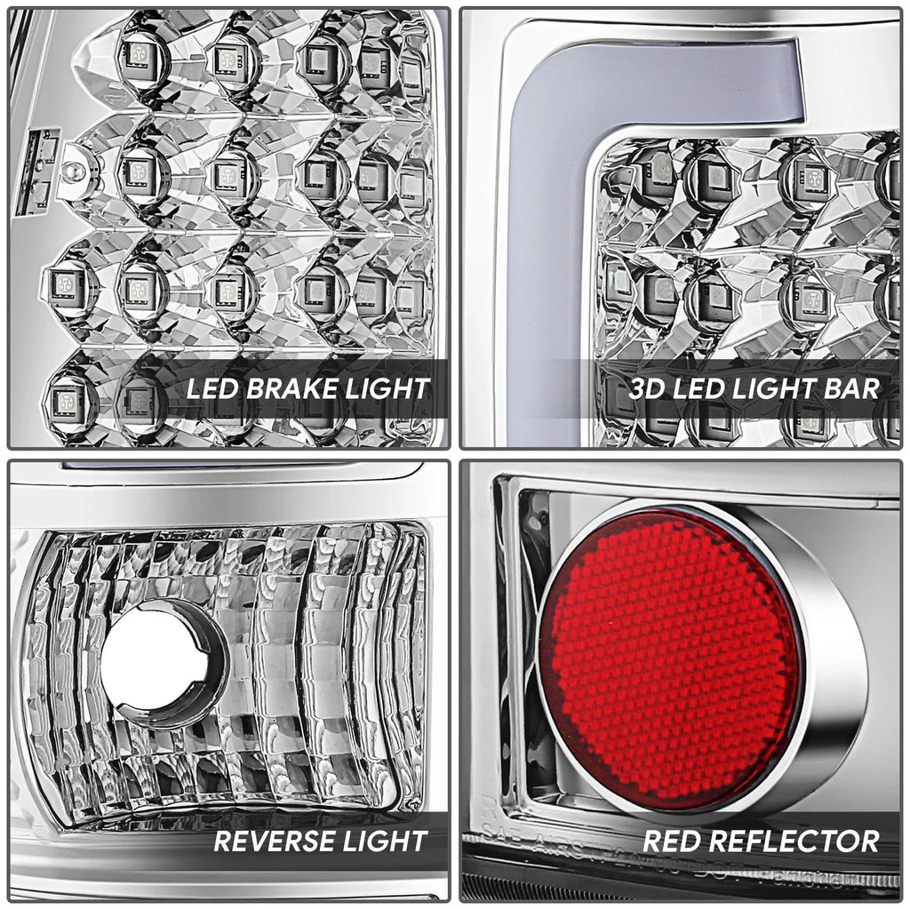 LED C-Tube Tail Brake Light Lamp Chrome for Silverado Sierra 1500 2500 (1999–2003)