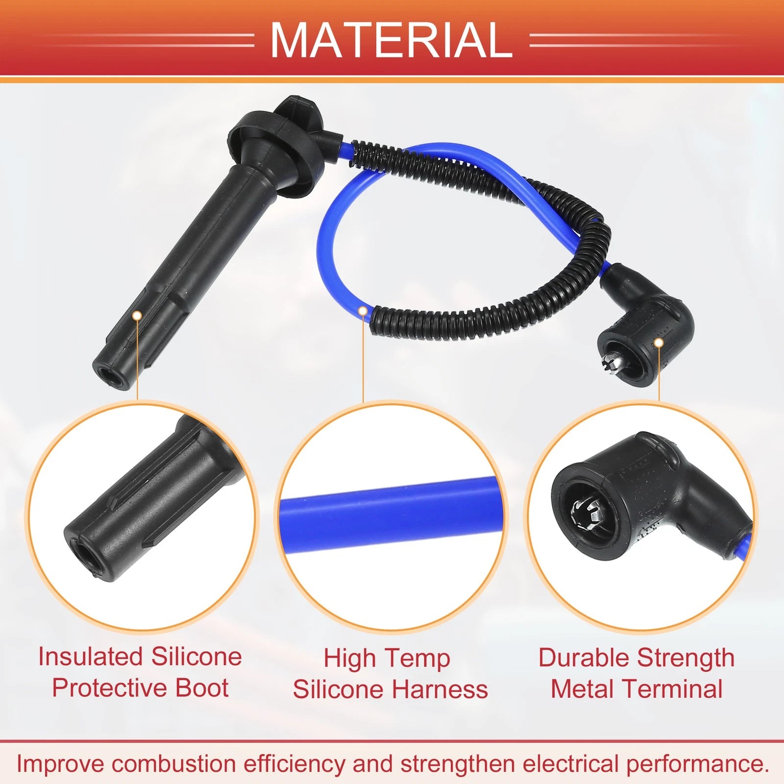 Set of 4 Spark Plug Wire Ignition Coil Cables No. 22454-AA140 for Subaru Forester 