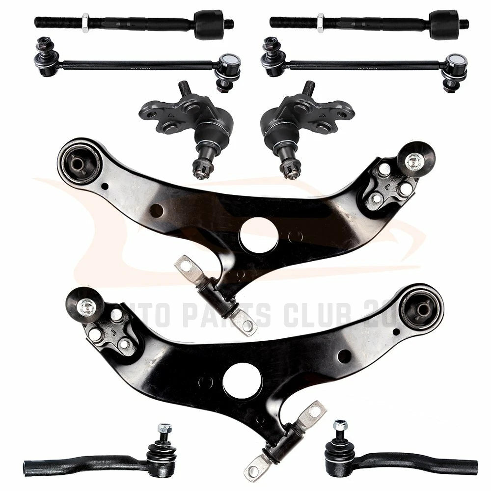 Set of 10 Front Lower Control Arms Tie Rods Ball Joints for Toyota Sienna (2004–2010)