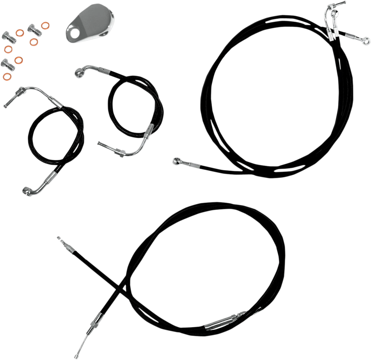 LA Choppers Handlebar Cable/Brake Line Kit for Harley (12"-14" Ape Hanger)