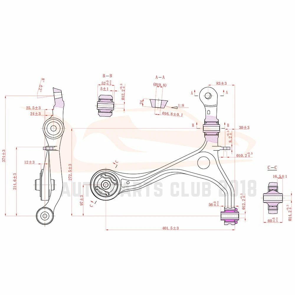 12pcs Control Arms & Ball Joints for Honda Accord (2003–2007)