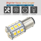Set of 4 White BA15D 5050 27 SMD LED Interior Light Bulbs for Marine Boat