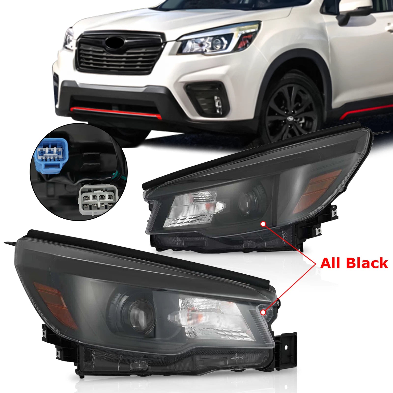 Set of 2 Halogen LED Side Headlights for Subaru Forester (2019–2020)