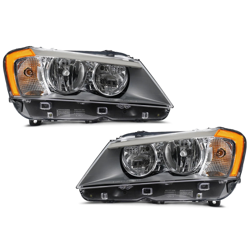 Halogen Headlight Set for BMW X3 F25 (2011–2013) w/Bulbs Left Right Pair