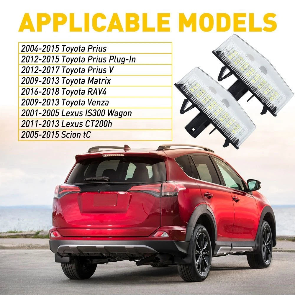 LED White Number Plate License Light for Toyota Prius Matrix RAV4 (2001–2023)
