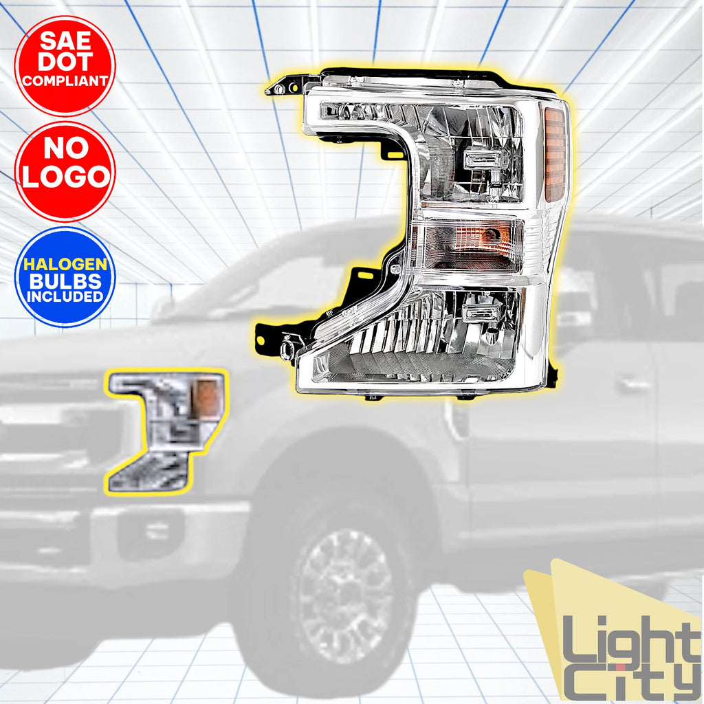 Driver Halogen Headlight Chrome LH for Ford Super Duty F250/F350/F450 (2020–2022)