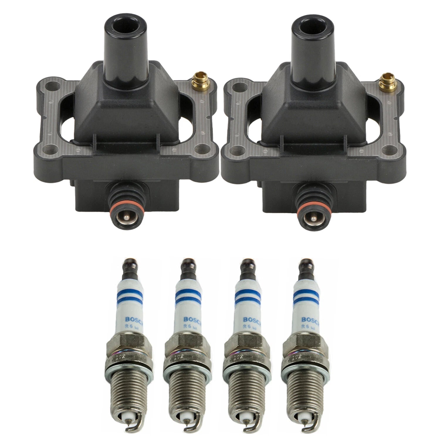 2X Ignition Coil & Platinum Spark Plug Kit for Mercedes W202 C230 (1997–1998)