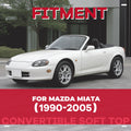 Soft Top for Mazda Miata (1990–2005) w/ Glass Window & Rain Rail