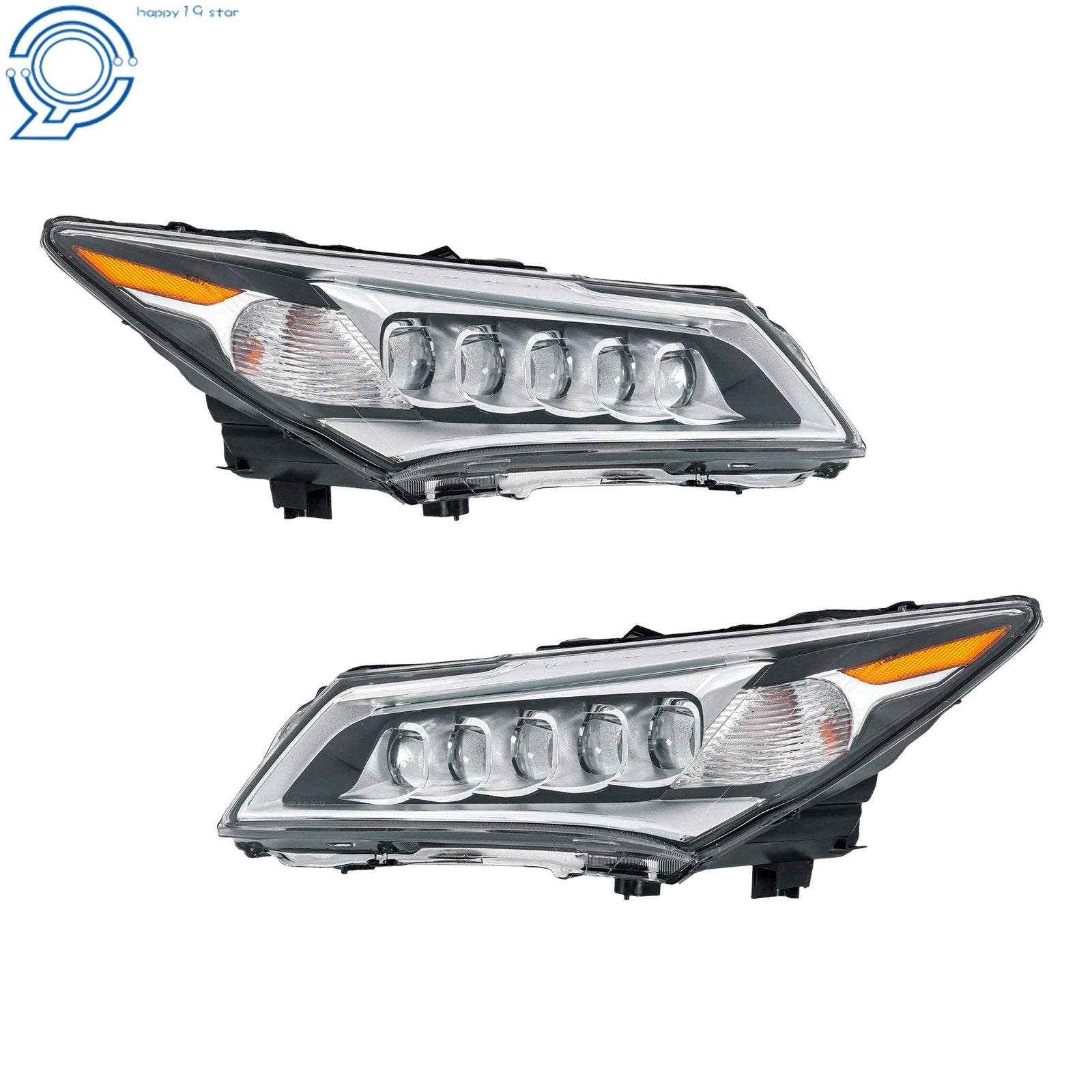 Set of 2 LED Chrome Headlights for Acura MDX (2014–2016)