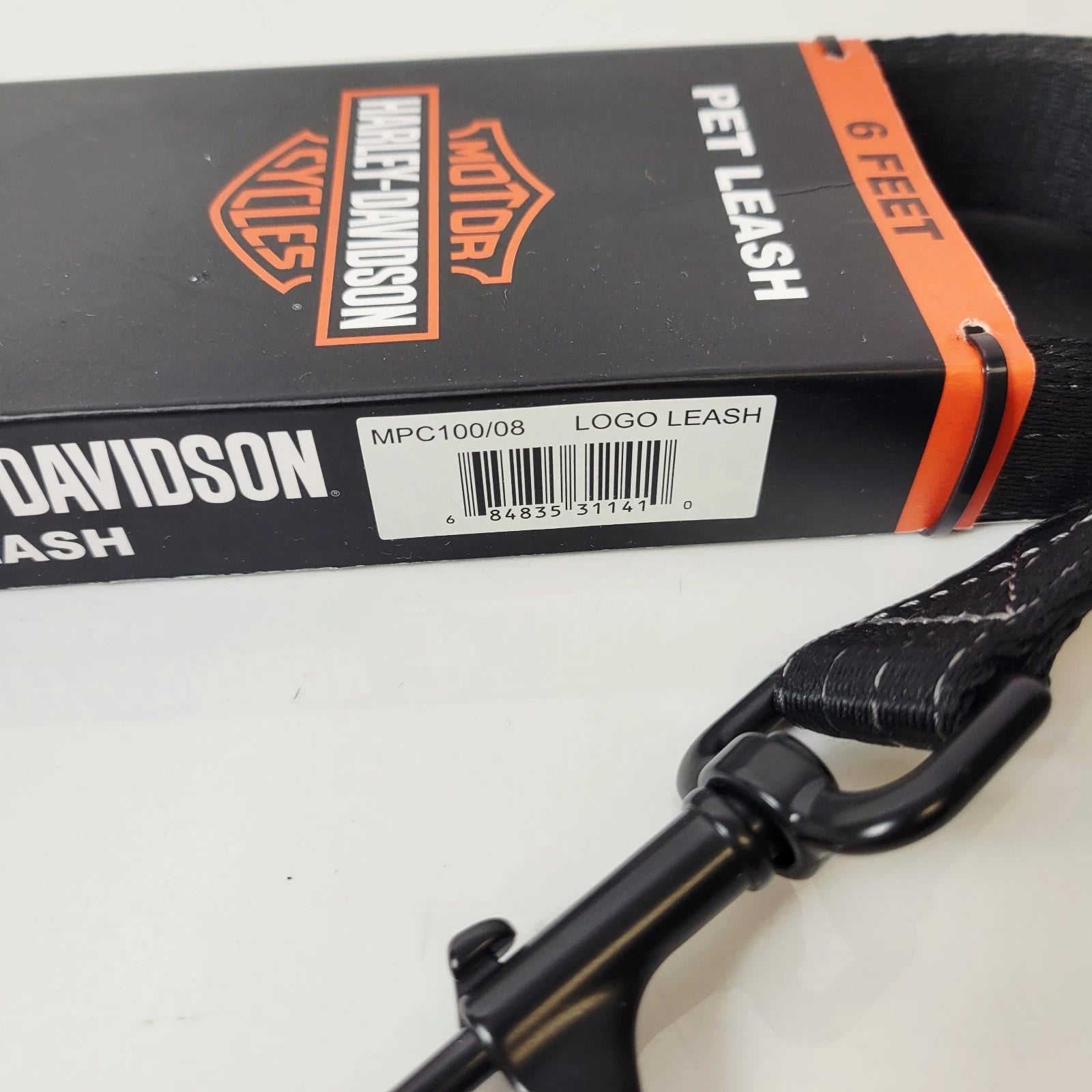 6 ft Black Nylon Dog Leash for Harley-Davidson (MPC100-08)