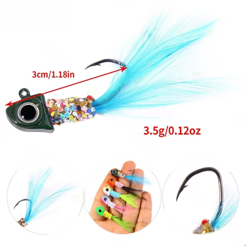 Set of 3 Colorful Saltwater Jig Lures with Pointed Hooks (2.2cm, 2.6cm, 3cm)