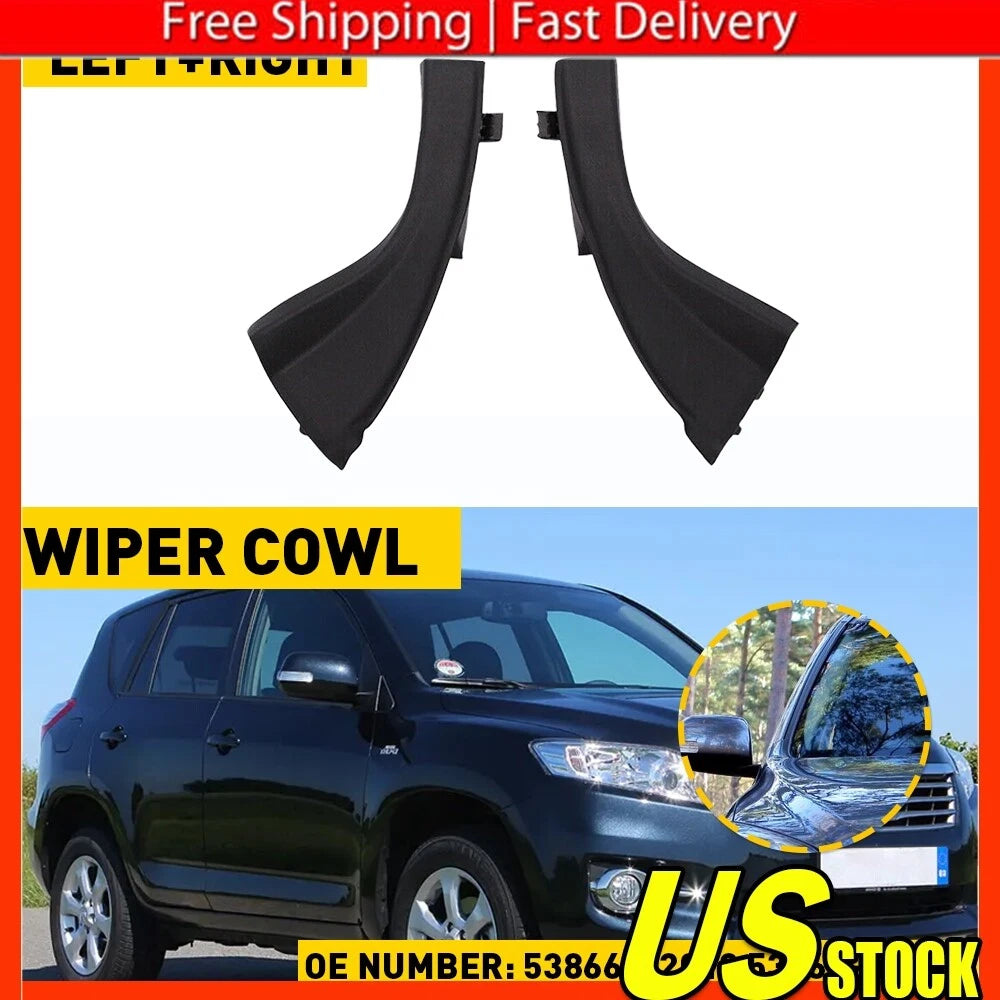 1 Pair Front Wiper Side Cowl Extension Cover Trim for Toyota RAV4 (2006â2012)