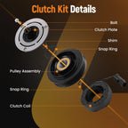 AC Compressor Clutch Kit 6 Grooves for Dodge Dakota 4.7L (2004–2007)