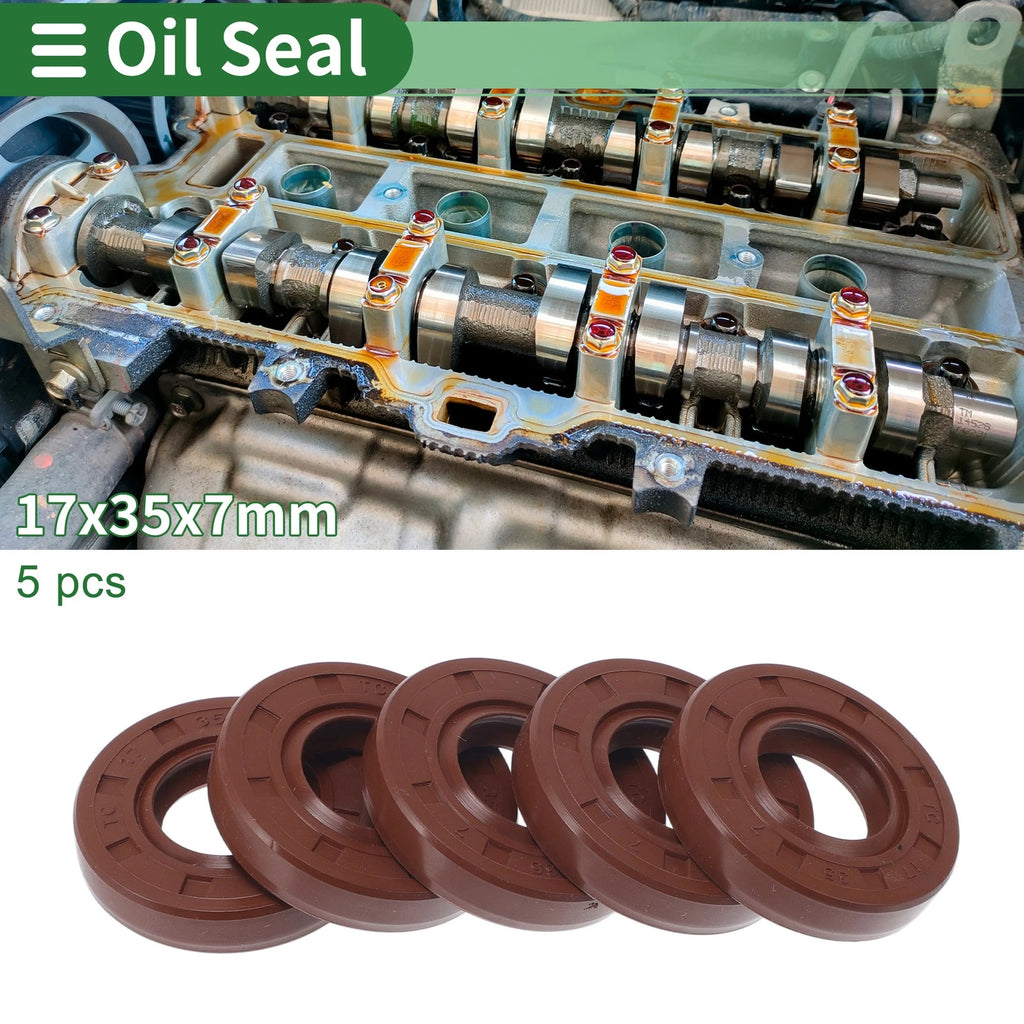 Set of 5 Oil Seal Rotary Shaft Seal FKM Rubber 17x35x7mm