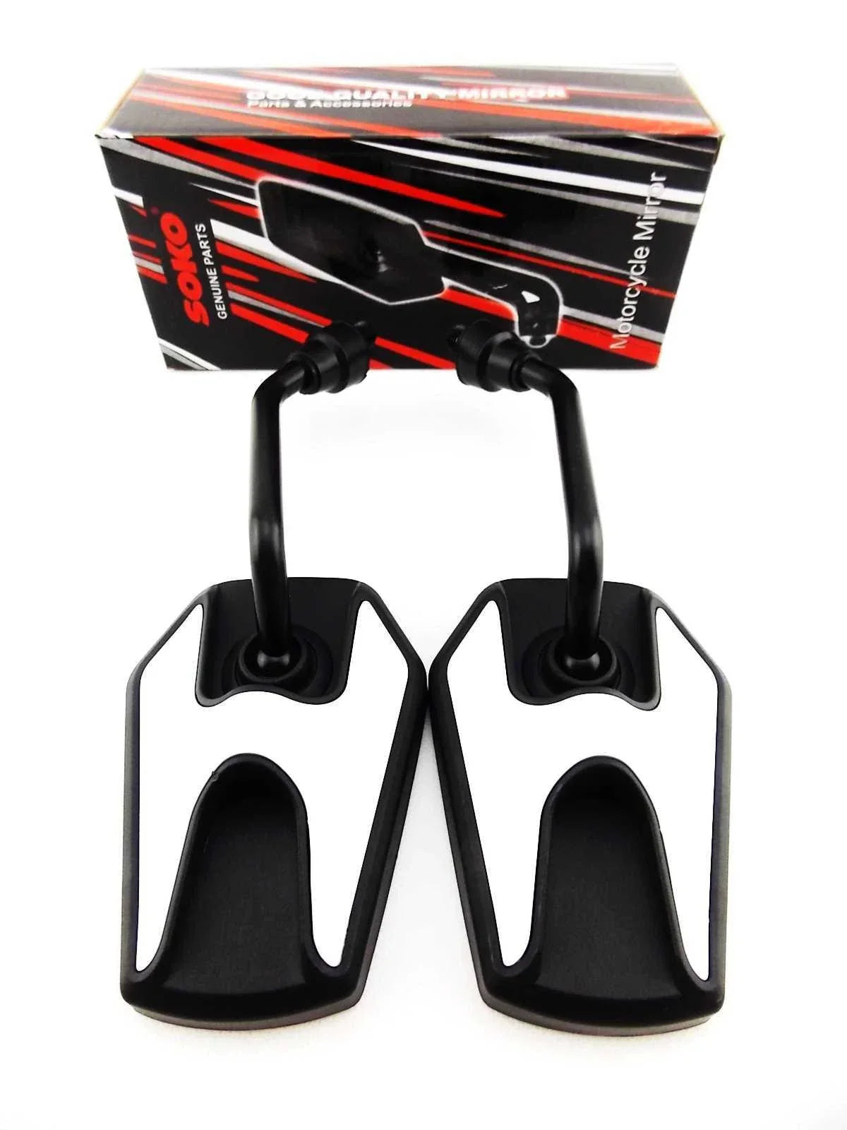 Black White Hex Soko Mirrors for Kawasaki KLE250 (1993-2000)