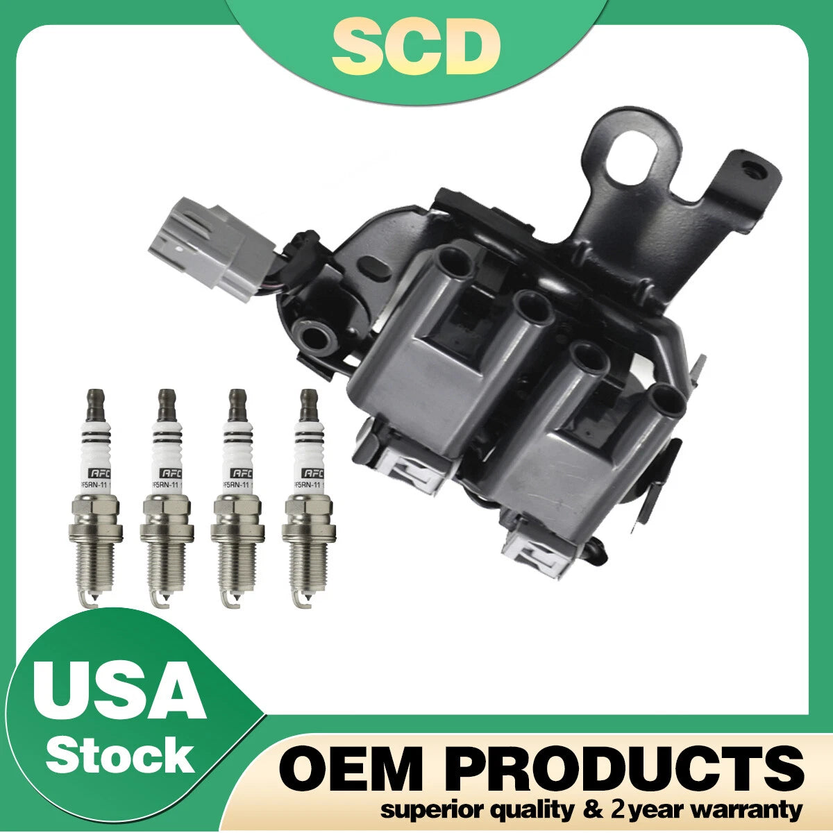 Ignition Coil & 4x Spark Plug for Hyundai Elantra Tiburon (2003–2012) UF419