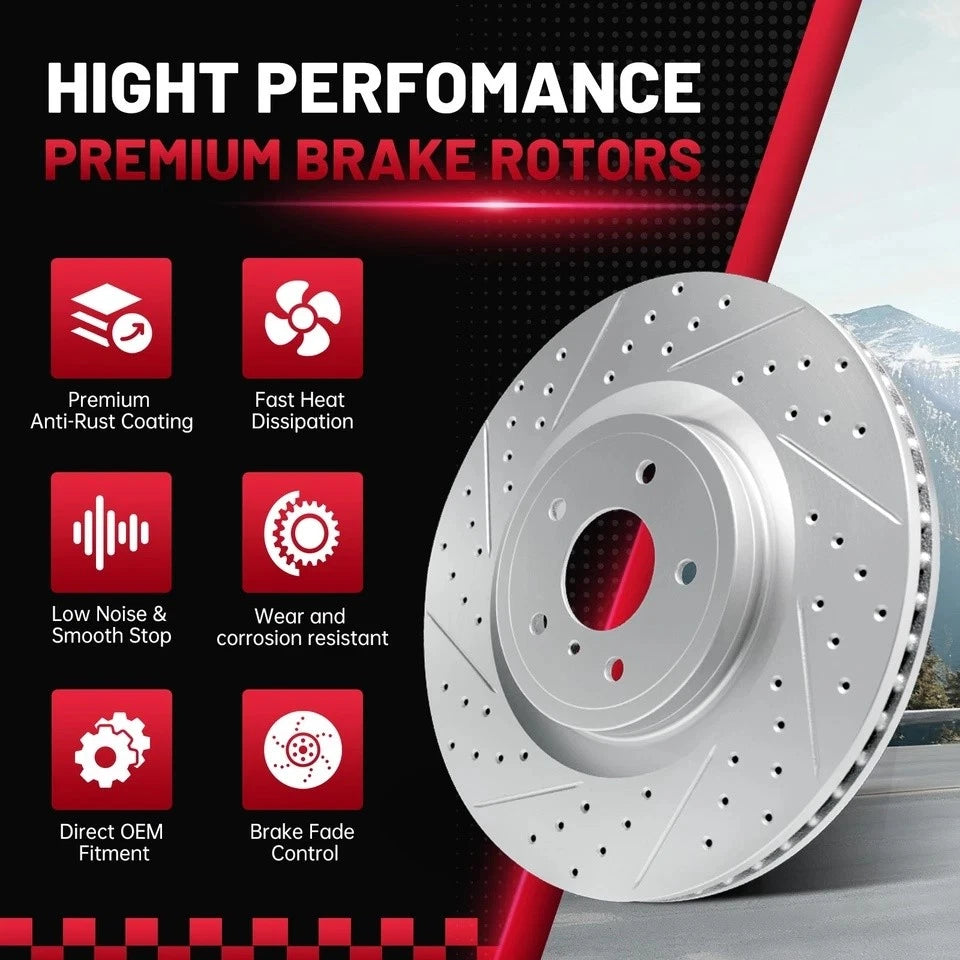 Front Disc Rotors Brake Calipers Brake Pads for Ford F-150 (2012–2020)