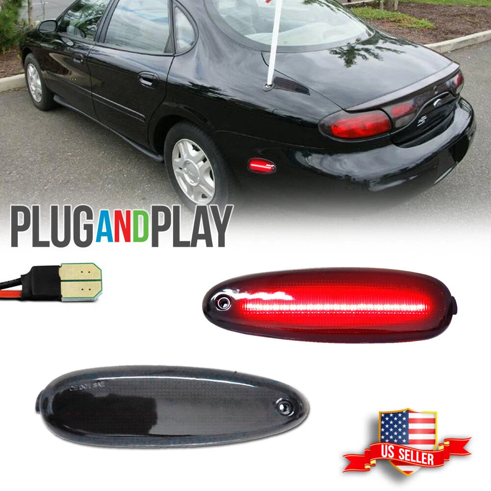 2X Smoke Red LED Rear Bumper Side Marker Lights for Ford Taurus Mercury Sable (1996–1999)