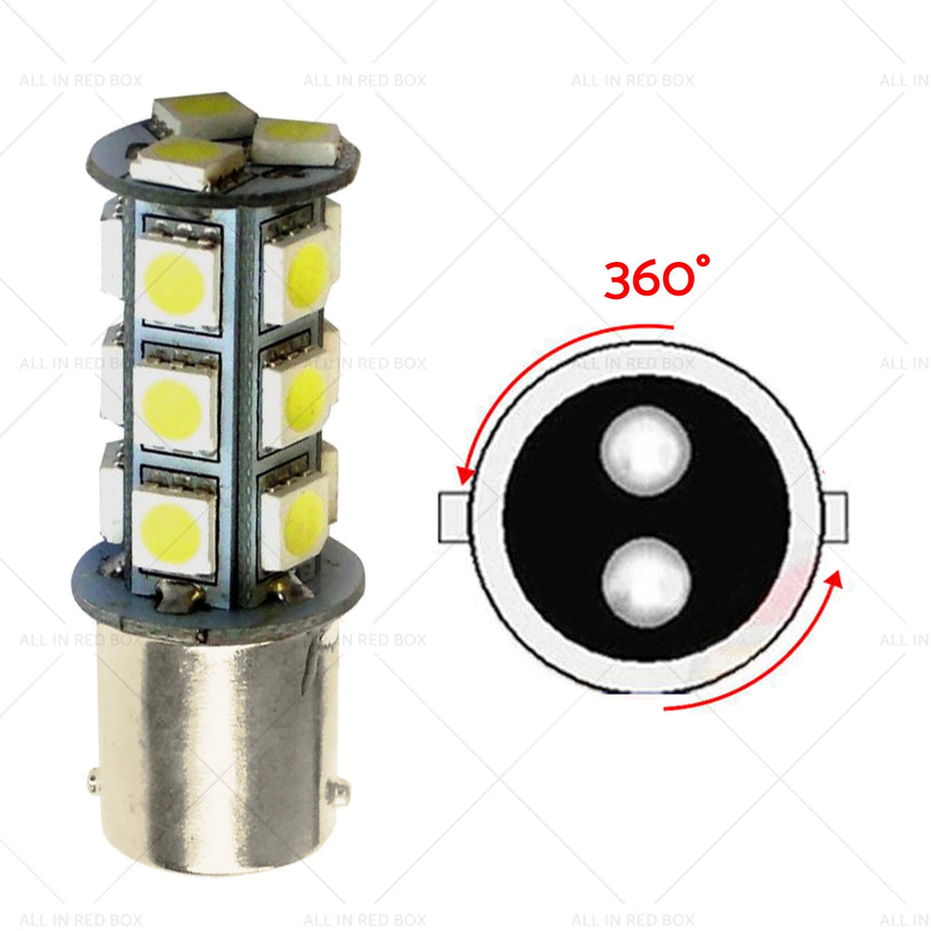 2X 12V BA15D LED 18 SMD Cool White Light Globes for Caravan Car