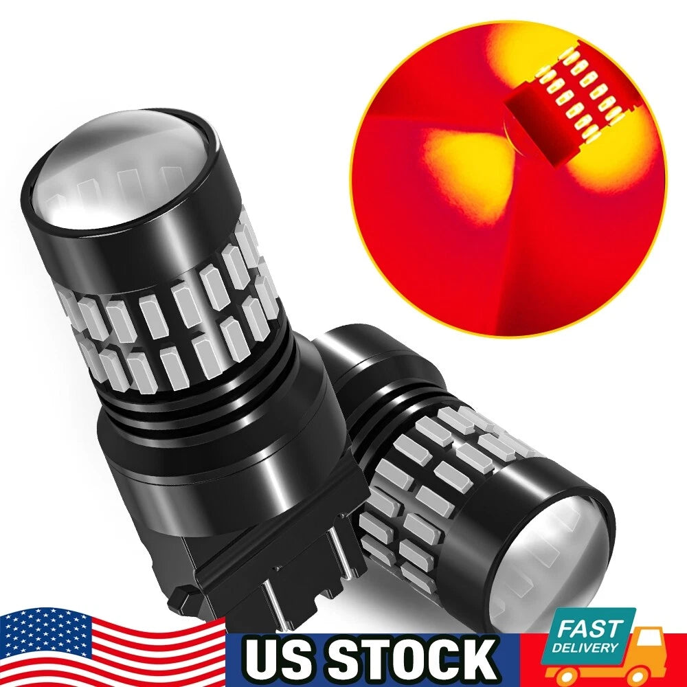 2X Red LED Strobe Brake Tail Light Bulbs for AUXITO 3157 3057